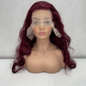 30in Burgundy 13x6 Lace Front Human Hair Body Wave Wig